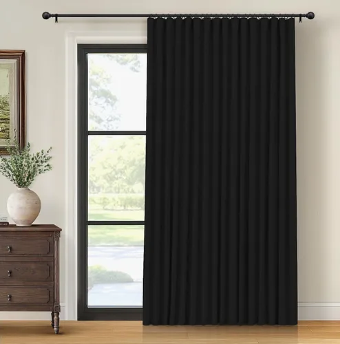 Miniatura 21 de INOVADAY Cortinas térmicas para puerta corredera 100% opacas para dormitorio, cortinas de puerta corrediza de vidrio extra anchas para patio, lino