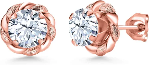Miniatura 226 de Gem Stone King Aretes de plata de ley 925 de 0.236 in con piedra natal redonda para mujer