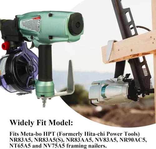 Miniatura 4 de Gancho de riel 889661M para colgador de herramientas Metabo HPT Compatible con Hitachi, aluminio ligero, ajuste amplio con distancia ajustable desde