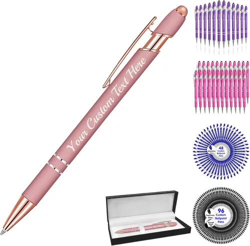 Miniatura 8 de Bolígrafos personalizados a granel con punta de lápiz capacitivo, bolígrafos personalizados de 0.020 in con nombre, logotipo o mensaje grabado
