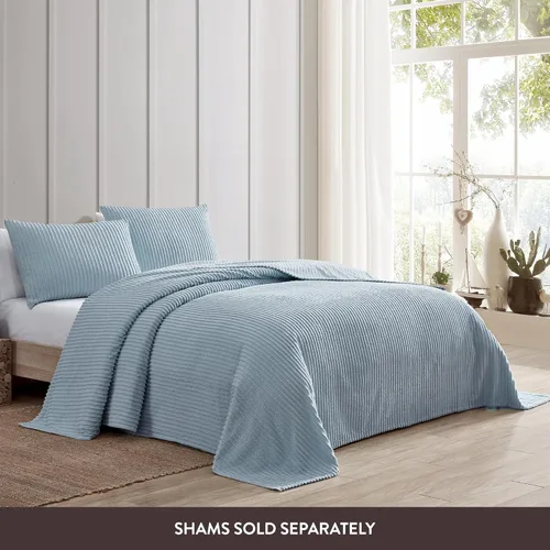 Miniatura 3 de Beatrice Home Fashions Colcha de chenilla de canal, matrimonial, color azul