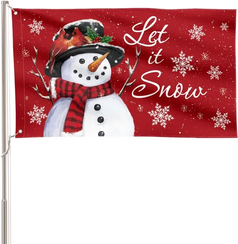 Miniatura 17 de AVOIN colorlife Deje que nieve muñeco de nieve copo de nieve bandera de Navidad de jardín 12x18 pulgadas de doble cara, bandera decorativa de granja