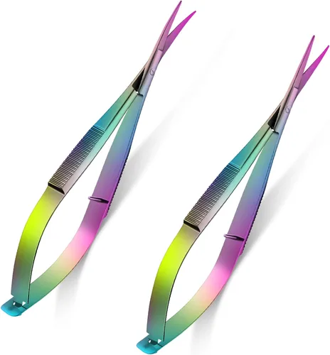 Miniatura 9 de 2 tijeras de resorte de acero inoxidable de 4.7 pulgadas, tijeras de bordado, tijeras para recortar cejas, tijeras de punta curvada para oreja