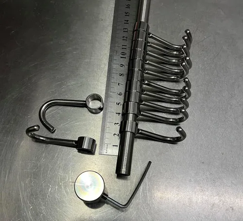 Miniatura 4 de Estante organizador de utensilios de cocina de acero inoxidable de alta calidad con ganchos móviles para olla de sartén, montaje en pared