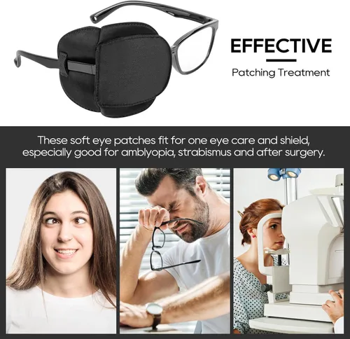 Miniatura 7 de eZAKKA Parches para ojos para adultos y niños, para ojo izquierdo y derecho, 2 piezas de parches médicos para anteojos de seda para ojos perezosos