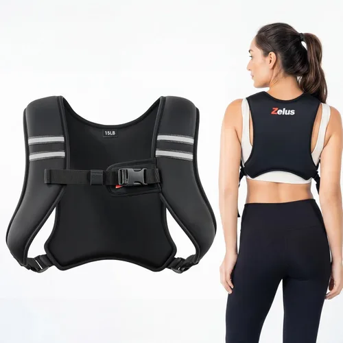 Miniatura 9 de ZELUS Chaleco con peso, lavable en Z-Fit chaleco con peso de hierro suave para mujeres y hombres, chaleco de peso de 5/10/15 libras con tiras Negro