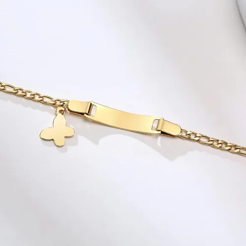 Miniatura 117 de Pulsera de barra para bebé: chapado en oro de 18 quilates, pulsera con placa de identificación personalizada para niños pequeños de mamá, nombre
