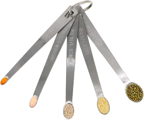 Juego de cucharas medidoras pequeñas, cucharadita de acero inoxidable resistente para cocinar y hornear, adecuada para pequeñas cantidades de