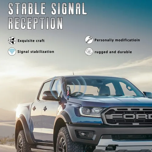 Miniatura 7 de Antena de bala de la bandera americana para coche y camión con tapas de válvula, antena universal para GM Chevy Silverado 1500 2500 3500 HD