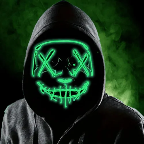 Miniatura 10 de Boolavard Máscara de Halloween con luz LED para festivales, cosplay, disfraz de Halloween, fiestas de máscaras, carnaval, regalos Naranja
