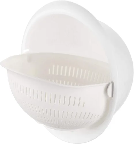 Miniatura 2 de Cesta de drenaje doble Verduras Cesta de frutas giratorio Arroz Lavabo Colador de cocina Colador Colador (blanco)
