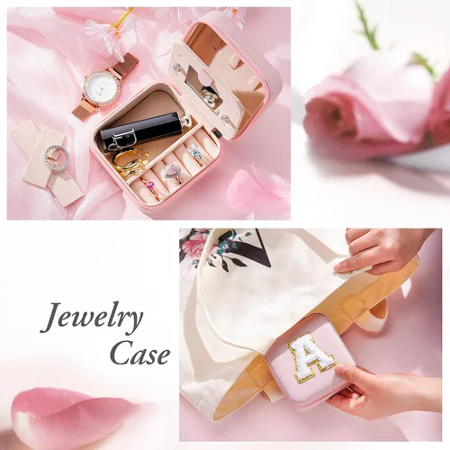 Miniatura 4 de Joyero pequeño para niñas, joyero con inicial de viaje para niñas Caja organizadora de joyas pequeña Joyero de viaje organizador de joyero Mini