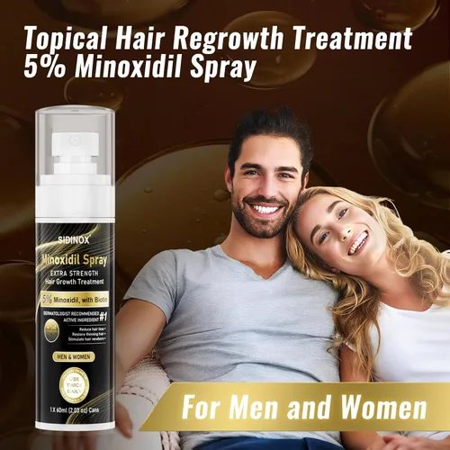 Miniatura 9 de Spray de minoxidil al 5% para hombres y mujeres (suministro de 4 meses) - Spray para crecimiento del cabello de fuerza extra con biotina y aceite