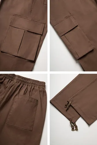 Miniatura 6 de THWEI Pantalones cargo para hombre, pantalones deportivos casuales de algodón, holgados, rectos
