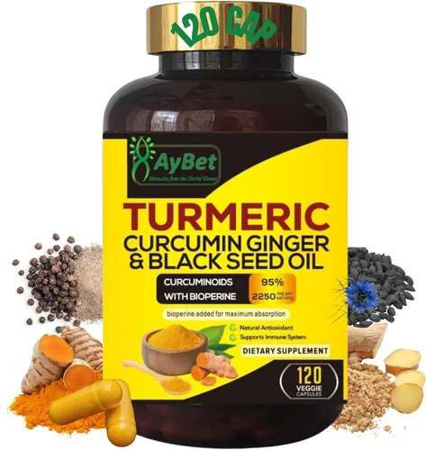 Miniatura 7 de World 1st.Aceite de cúrcuma Curcumina de jengibre y semillas negras, 240 cápsulas, 2250 mg, 95% curcuminoides, BioPerin añadido, extra fuerza