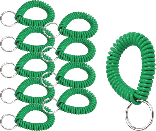 Miniatura 29 de Lucky Line - Resorte de muñeca en espiral de 2 pulgadas de diámetro con llavero de acero, multicolor, pulsera flexible para muñeca, se estira hasta