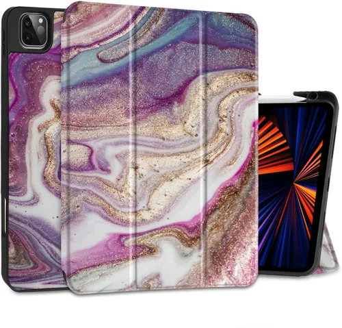 Miniatura 18 de DONGKE Funda para iPad Pro de 12.9 pulgadas 6ª generación 2022, soporte para lápiz integrado + soporte triple + encendido automático/apagado + funda