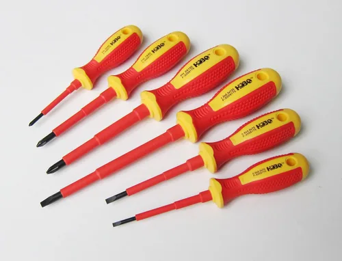 Miniatura 3 de Juego de 6 destornilladores de punta magnética aislada, paquete de 6 destornilladores eléctricos, 1000 V probado por VDE, acero al cromo vanadio