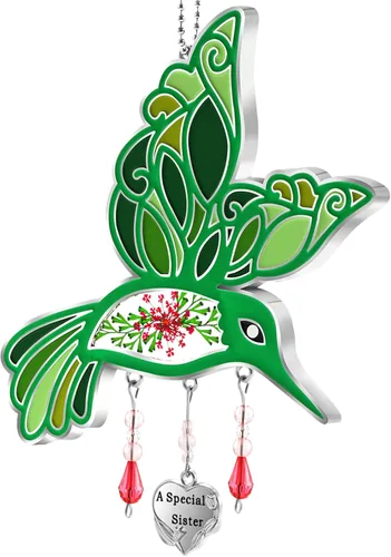 Miniatura 17 de KY&BOSAM Blue Bird - Campanillas de viento de cristal con dijes de metal, prismas de arco iris coloridos para decoración de jardín para mamá/abuela