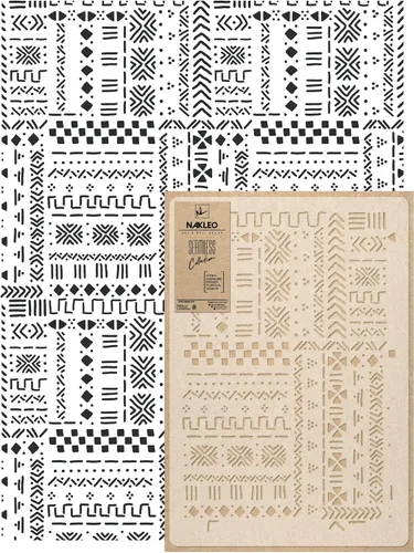 Miniatura 9 de NAKLEO Plantilla de pintura de pared de tamaño grande, 23.2 x 37.4 pulgadas, plantilla de plástico reutilizable marroquí Agadir, papel tapiz