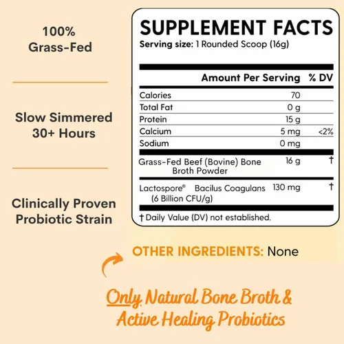 Miniatura 3 de Paradise Naturals Polvo de caldo de huesos de ternera 100% alimentado con pasto natural + probióticos activos, colágeno, 15g de proteína, sin OGM
