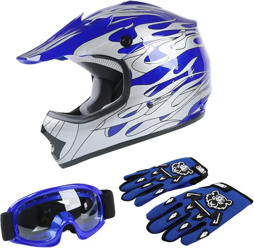 Miniatura 22 de TCT-MOTORPARTS DOT - Casco de motocross para niños y jóvenes, casco de cara completa para motocross, ATV, todoterreno, casco de cuatro ruedas, araña