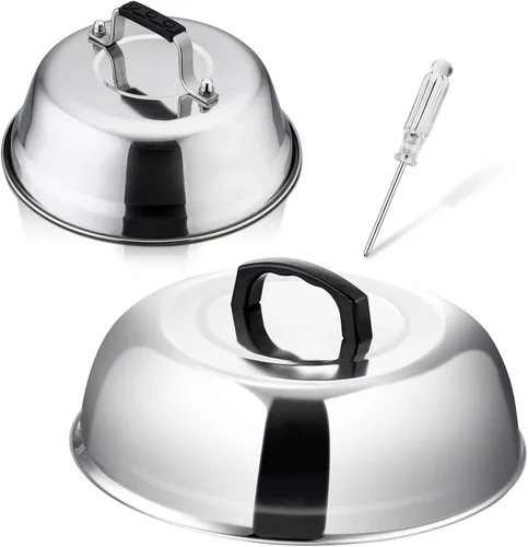 Miniatura 10 de Cúpula para Derretir Queso de 12 Pulgadas, HaSteeL Cubierta Redonda de Acero Inoxidable para Rociar y Vaporizar, Cúpula Grande Sólida para Plancha