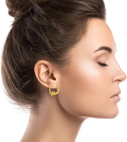 Miniatura 19 de Aretes de aro de oro amarillo de 14 quilates con múltiples formas de cierre con bisagras, alas y corazón, paloma y querubín, aretes de oro macizo