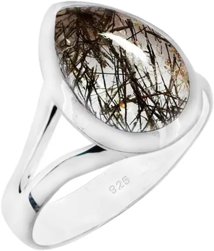 Miniatura 10 de Anillo de piedras preciosas naturales Anillo de plata ajustable hecho a mano Anillo de piedras preciosas en forma de pera Plata de ley 925
