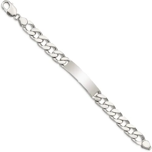 Miniatura 2 de Polished Engravable Personalized Custom 925 Sterling Silver Polished Curb Link ID Bracelet For Men or Women Length 85 inches Width 10 mm With