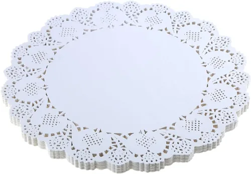 DECORA Tapones redondos de encaje de papel blanco de 12.5 pulgadas para decoraciones de mesa de boda, 100 unidades AM042