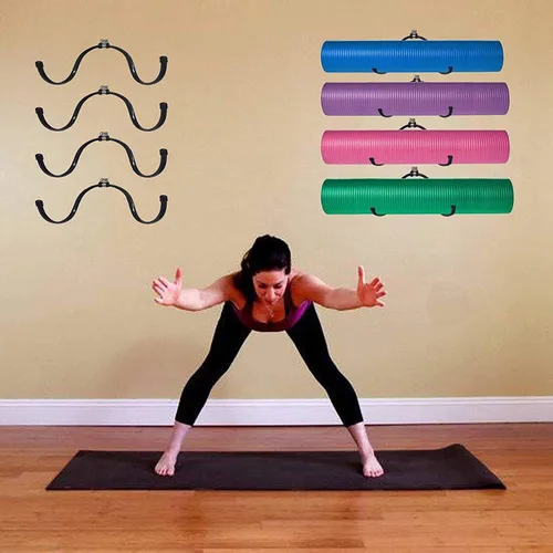 Miniatura 5 de Rodillo de espuma para esterilla de yoga y ganchos para toallero, estante de almacenamiento para colgar correa de yoga y bandas de resistencia en tu