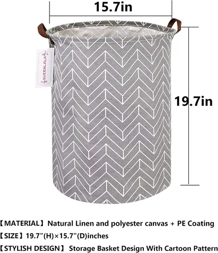 Miniatura 2 de QUEENLALA Cesta de Almacenamiento Grande, Cesto de Ropa Sucia/Baño/Decoración del Hogar/Cesto de Almacenamiento Redondo Plegable, Cesto para Niños