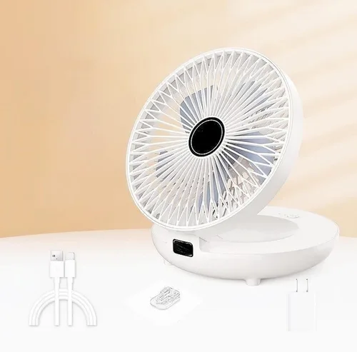 Miniatura 7 de Ventilador de cocina de doble uso con gancho, ventilador de mesa, ventilador recargable de montaje en pared, ventilador de escritorio portátil