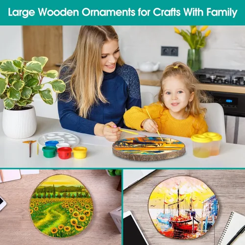 Miniatura 7 de Adrattnay 8 piezas de rebanadas de madera para centros de mesa de 10 a 12 pulgadas, círculos redondos de madera de Paulownia para centro de mesa