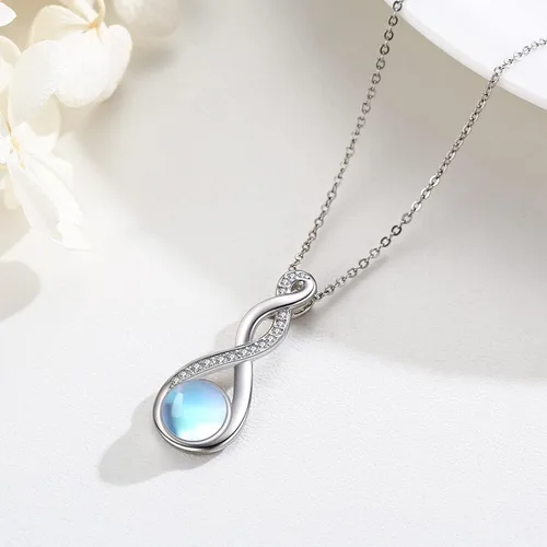 Miniatura 3 de Twoowl Collar de nudo celta de plata de ley 925 collar con colgante irlandés de buena suerte joyería de piedra lunar infinita regalos para mujeres