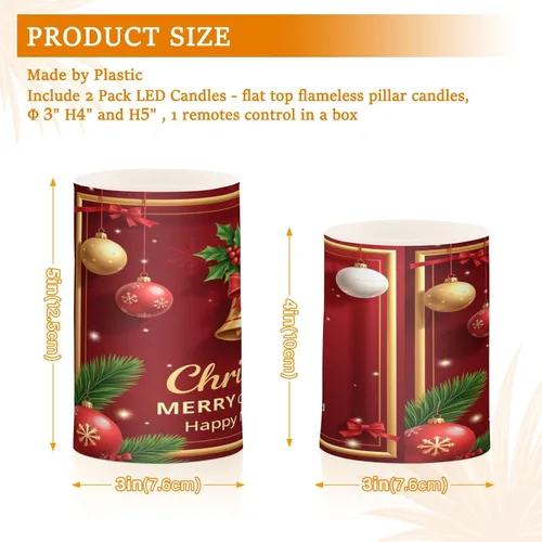 Miniatura 3 de Kcldeci Velas sin llama, copos de nieve de Navidad, bolas de Navidad, funcionan con pilas, velas LED sin llama, juego de 2