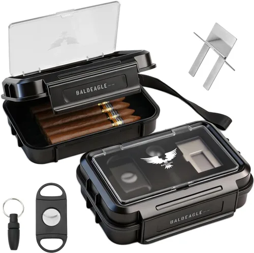 Miniatura 10 de Bald Eagle Caja de Puros Humidor de Viaje, Estuche Portátil Pequeño para Puros con Humidificador, Hermético, A Prueba de Aplastamiento, Impermeable