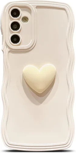 Miniatura 34 de Funda para Samsung Galaxy S22 para mujer, linda funda Kawaii 3D Love Heart color sólido rizado ondulado lente de cámara cubierta a prueba de golpes