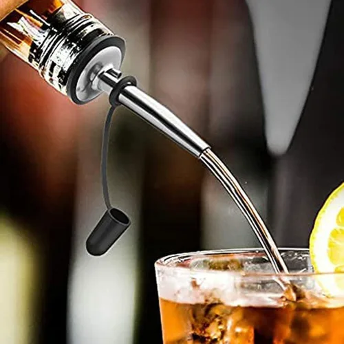 Miniatura 3 de Paquete de 24 vertedores de botellas de licor de acero inoxidable con tapas de polvo de goma siamesa y vertedores de licor