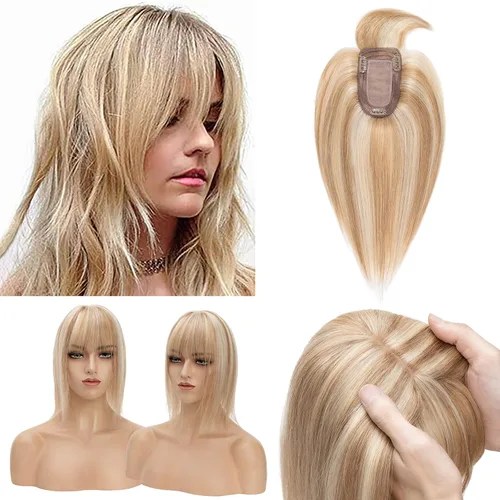 Benehair 150% seda hecha a mano densidad base 100% Remy cabello humano para mujeres con flequillo clip en piezas de cabello con clip con ligera Gris