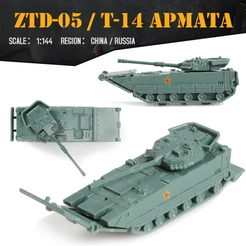 Miniatura 2 de ViiKONDO Kit de modelo de tanque de juguete a escala 1/144 Vehículo militar ruso T-14 Armata vs China ZTD-05 Asamblea del ejército Juego de guerra