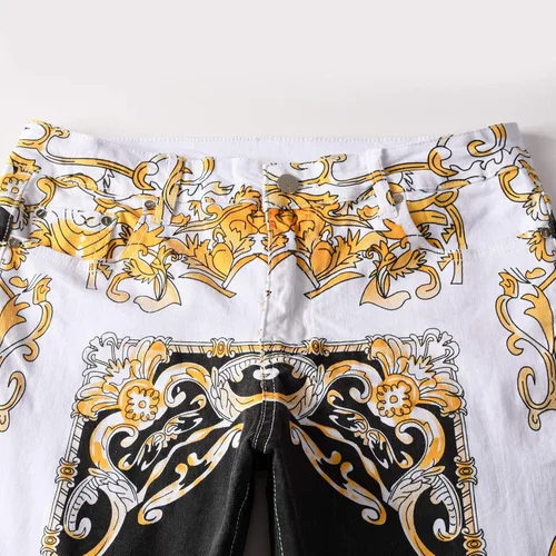 Miniatura 33 de Baylvn - Pantalones de mezclilla entallados y estampados para hombre con corte recto