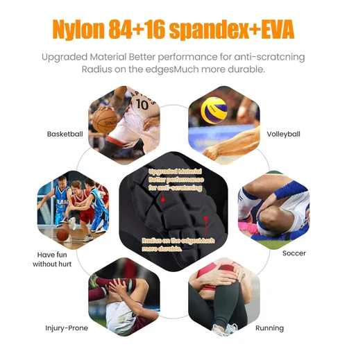 Miniatura 5 de Rodilleras de baloncesto, cubiertas de compresión para piernas para adolescentes y adultos, rodilleras para lucha libre, fútbol, voleibol, Negro
