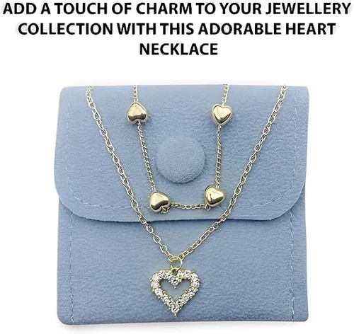 Miniatura 4 de Collar de corazón de oro para mujer, colgante de corazón para niñas, collar de moda para adolescentes, joyería chapada en oro real de 14 quilates