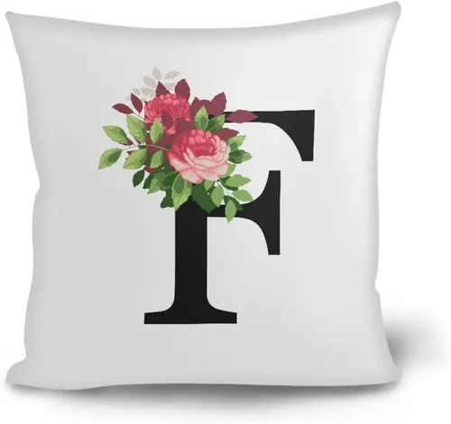 Miniatura 21 de Fundas de almohada decorativas del alfabeto, fundas de almohada con estampado floral de la letra B, fundas de almohada cuadradas suaves, fundas