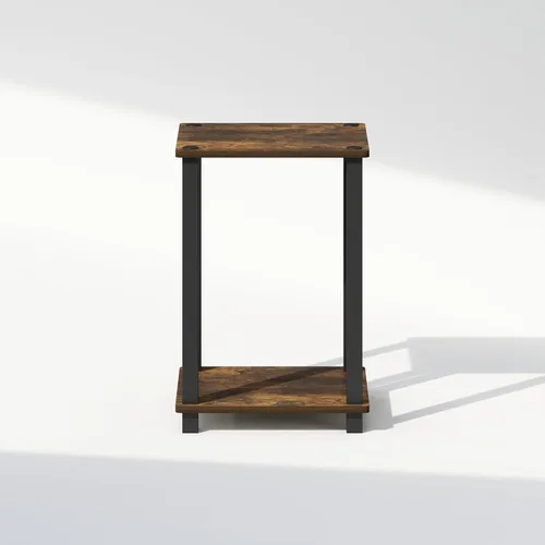 Miniatura 6 de Furinno Mesa de Noche Simplista, Mesita de Noche Pequeña de 2 Niveles con Estante Abierto, Mesa de Cabecera de Montaje sin Herramientas, Mesa