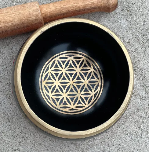 Miniatura 5 de Juego de cojines tibetanos con diseño de flor de la vida, para meditación, yoga, curación espiritual y atención plena, tamaño mediano (negro)