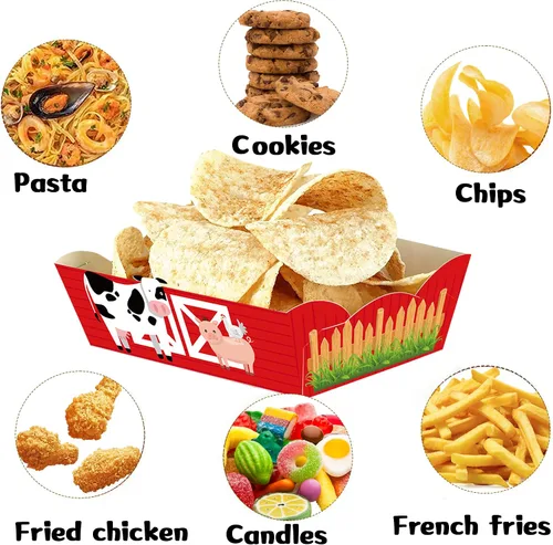 Miniatura 5 de 24 piezas de suministros de fiesta de aperitivos de animales de granja, bandejas de comida de granja para fiesta de cumpleaños de granero