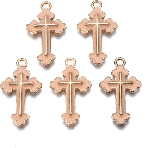Miniatura 13 de Colgantes de aleación de cruz esmaltada Crucifijo Cruz Metal Colgantes para DIY Pendiente Pulsera Collar Llavero Joyería Fabricación Artesanía